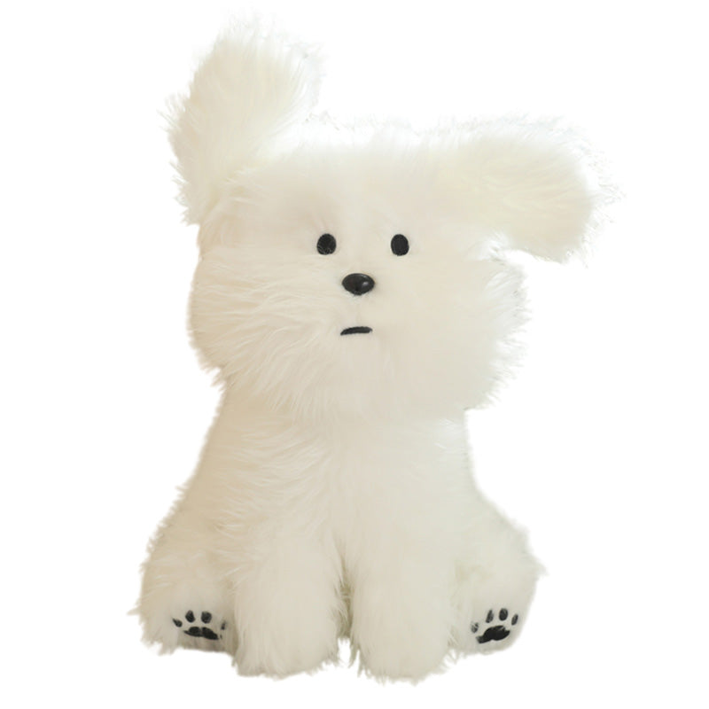 Fluffy White Dog Plush Toy toy triver