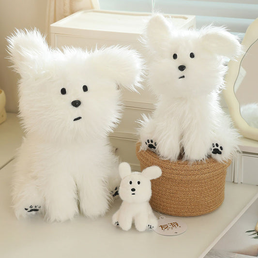 Fluffy White Dog Plush Toy toy triver