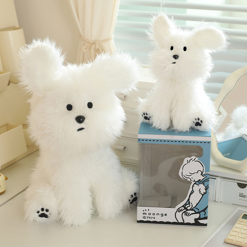 Fluffy White Dog Plush Toy toy triver