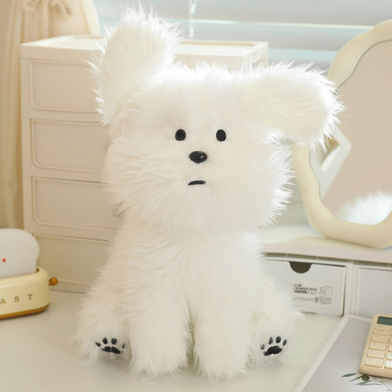 Fluffy White Dog Plush Toy toy triver