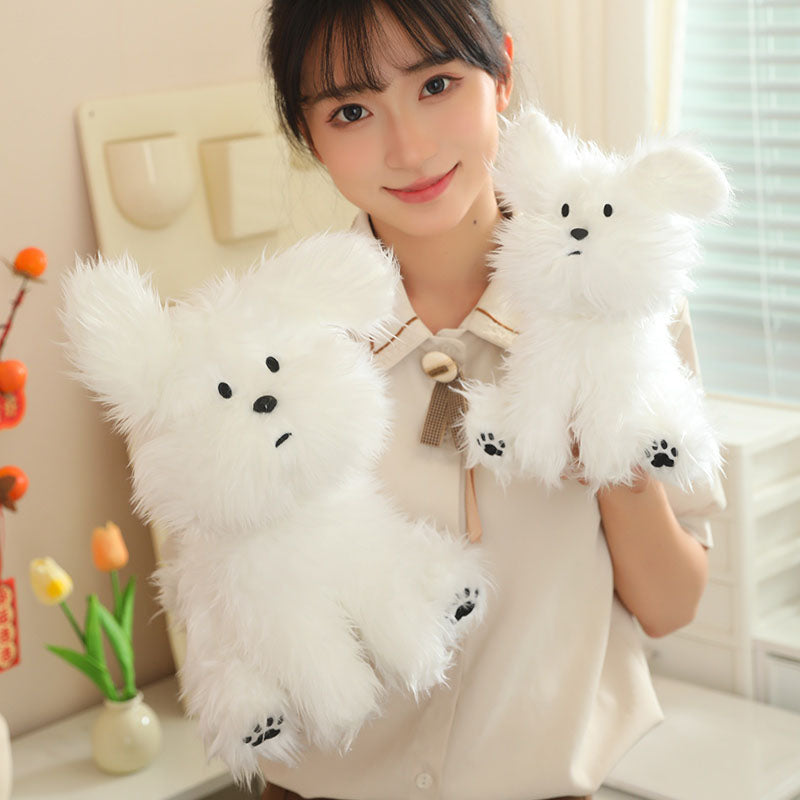 Fluffy White Dog Plush Toy toy triver