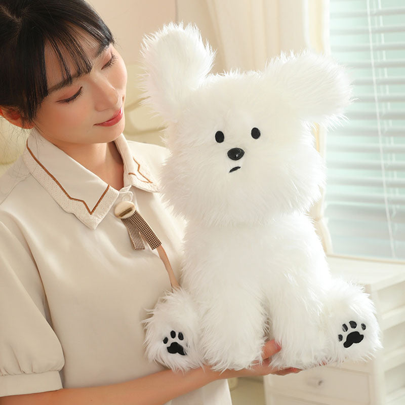 Fluffy White Dog Plush Toy toy triver