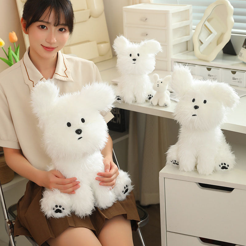 Fluffy White Dog Plush Toy toy triver