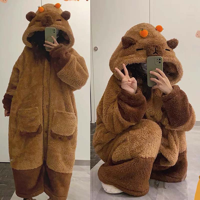 Funny Capybara Blanket Hoodie Pajamas Plush toy triver