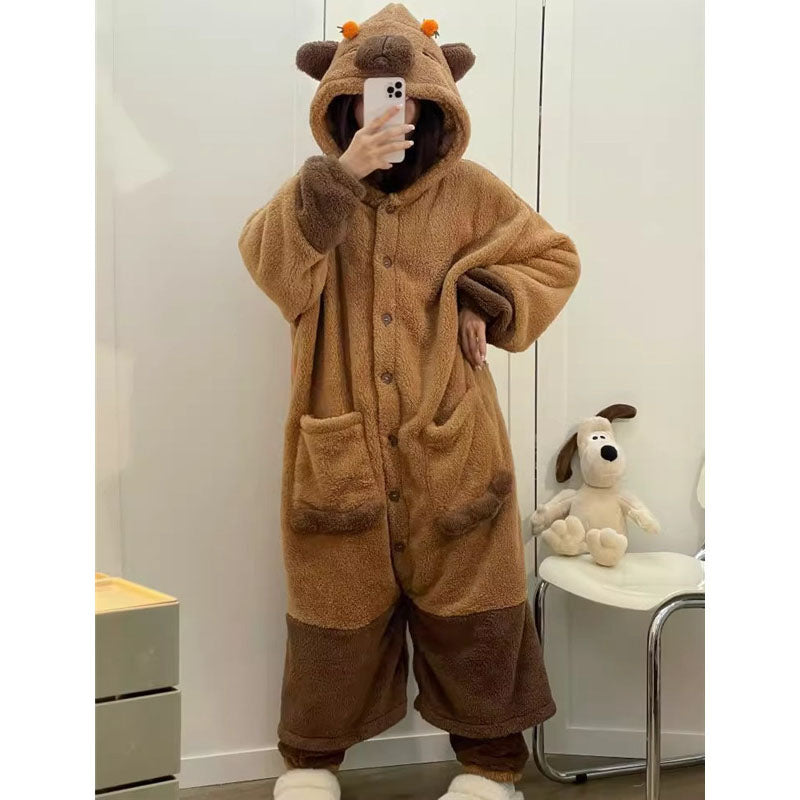 Funny Capybara Blanket Hoodie Pajamas Plush toy triver