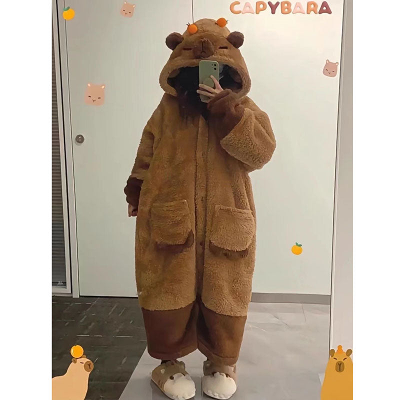 Funny Capybara Blanket Hoodie Pajamas Plush toy triver