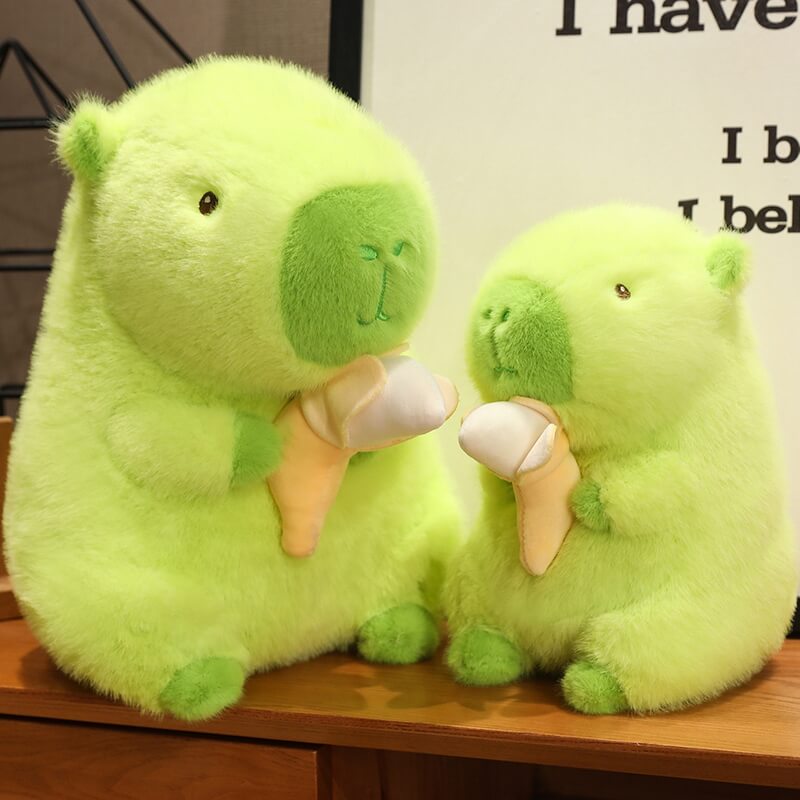 Funny Green Capybara Holding Banana Plush Toy toy triver