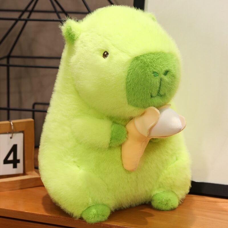 Funny Green Capybara Holding Banana Plush Toy toy triver