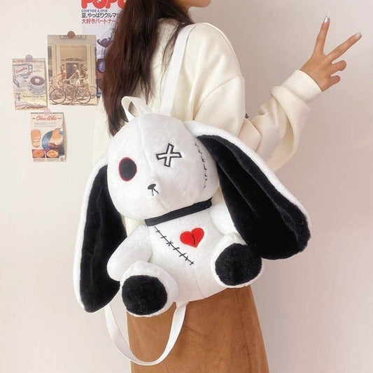 Gothic Pirate Rabbit Bunny Backpack School Shoulder Bag Plush toy triver