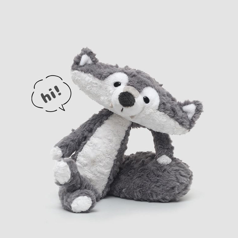 Cute Grey Wolf Plush Toy – soft cuddly forest animal stuffed toy for kids and wolf lovers