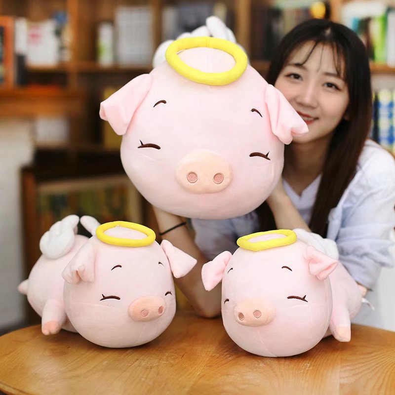 Kawaii Pink Angel Pig Plush toy triver