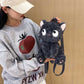 Kawaii Black Cat Backpack School Shoulder Bag Plush toy triver