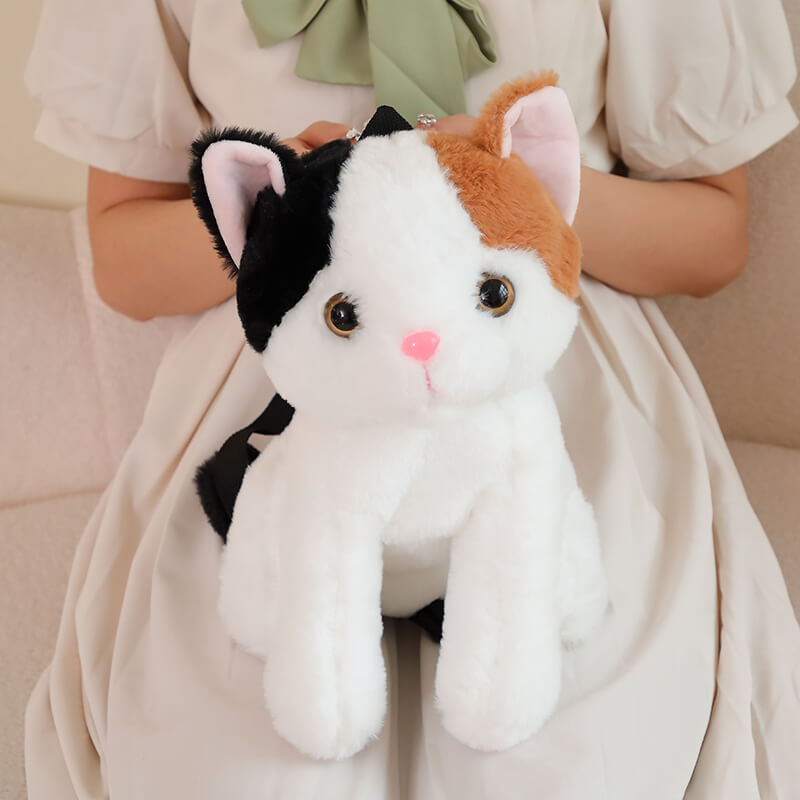 Fluffy Calico Cat Backpack Plush Bag – Toy Triver