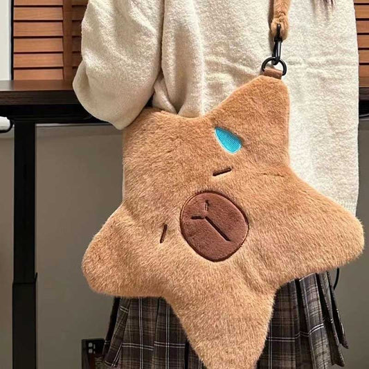 Kawaii Star Capybara Crossbody Shoulder Bag Plush toy triver