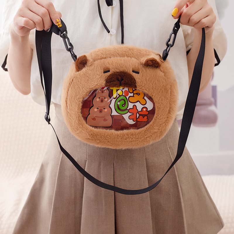 Kawaii Capybara Crossbody Shoulder Plush Bag toy triver