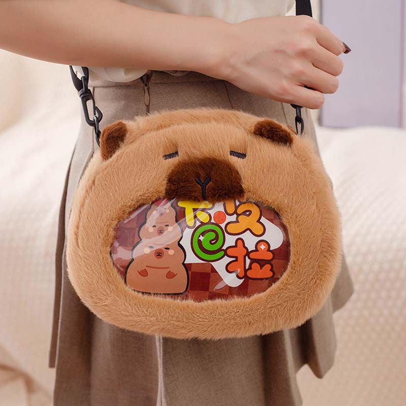 Kawaii Capybara Crossbody Shoulder Plush Bag toy triver