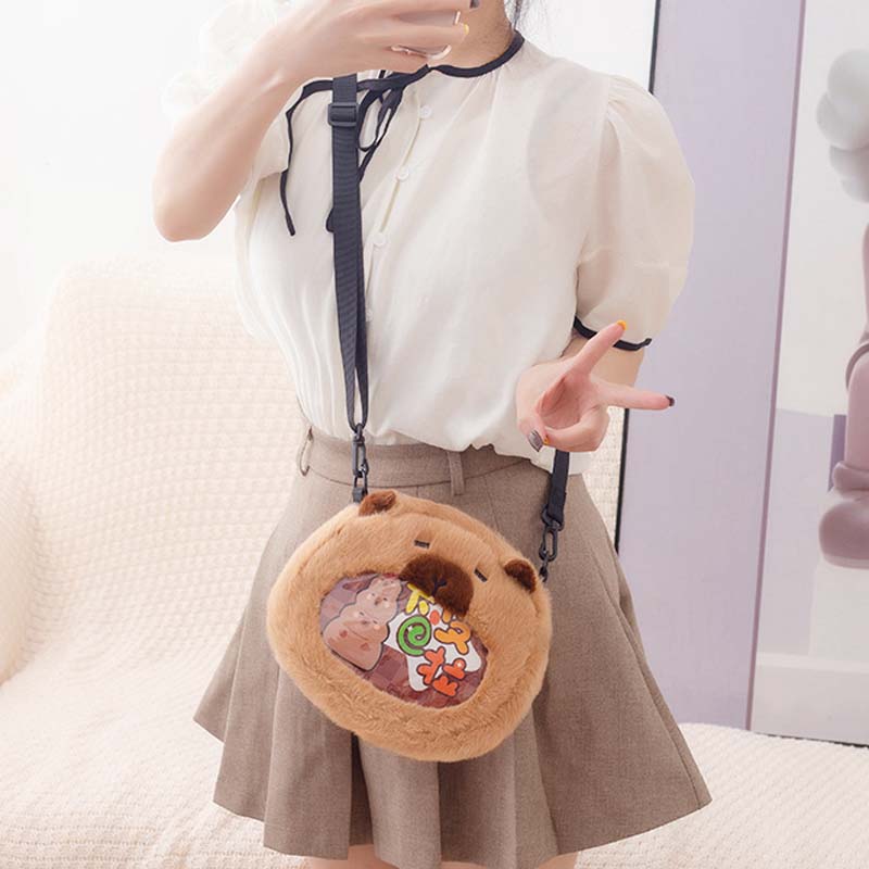 Kawaii Capybara Crossbody Shoulder Plush Bag toy triver