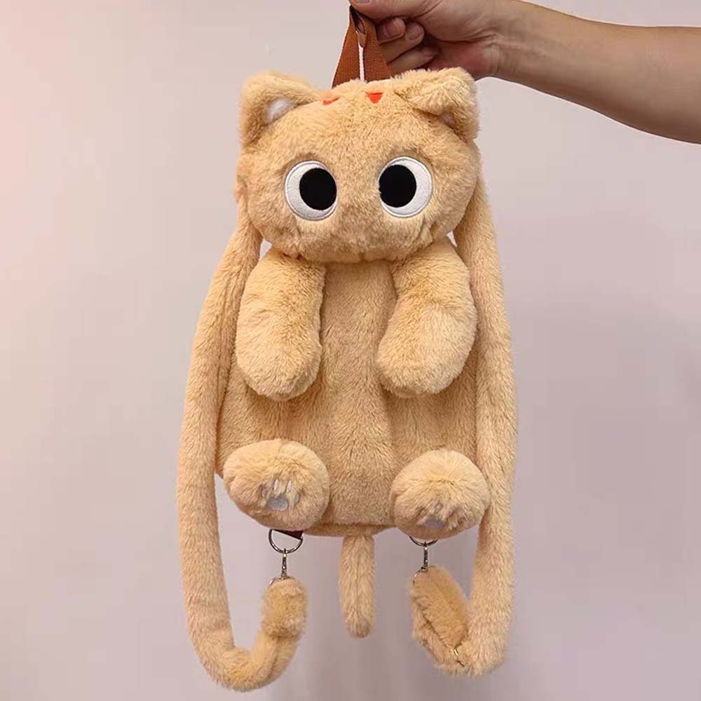 Cat with Big Eyes Plush Backpack – Cute & Cozy