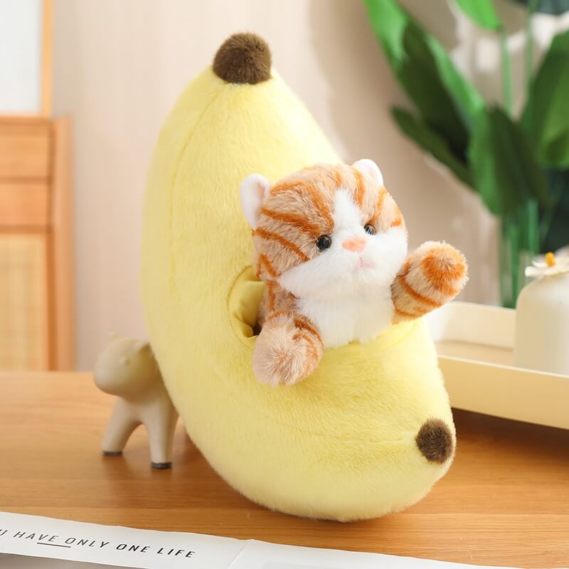 Kawaii Cat in Fruit Plush Toy-Quirky Fruit & Pet Fusion for Decor toy triver