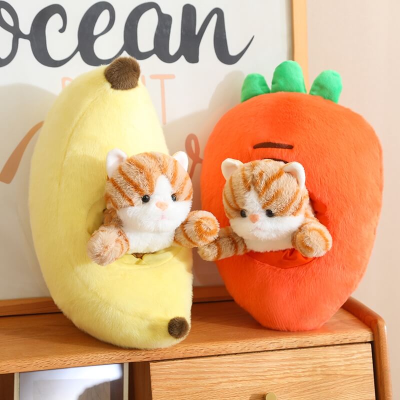 Kawaii Cat in Fruit Plush Toy-Quirky Fruit & Pet Fusion for Decor toy triver