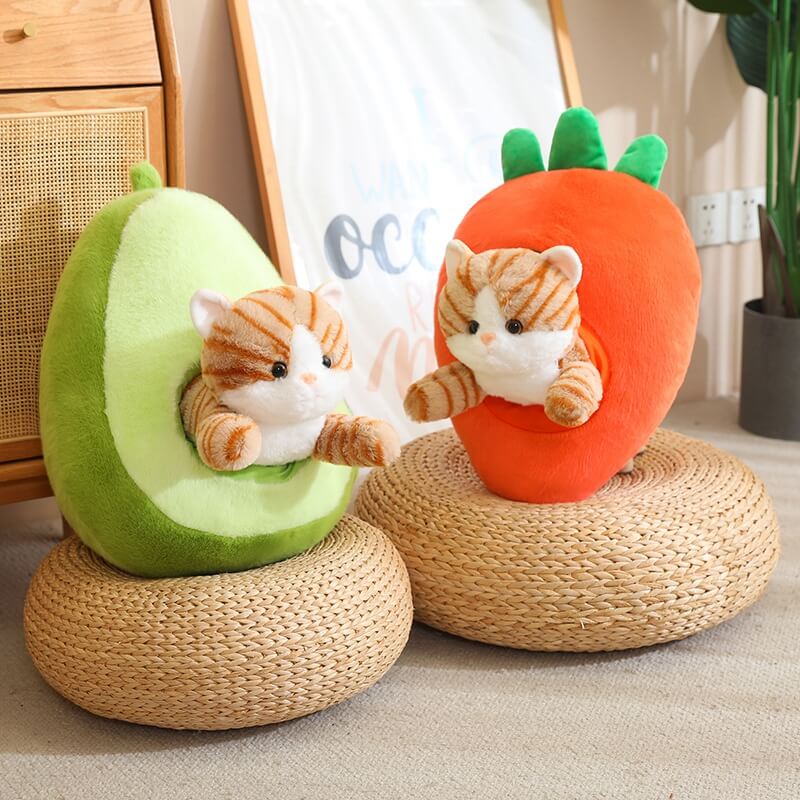 Kawaii Cat in Fruit Plush Toy-Quirky Fruit & Pet Fusion for Decor toy triver