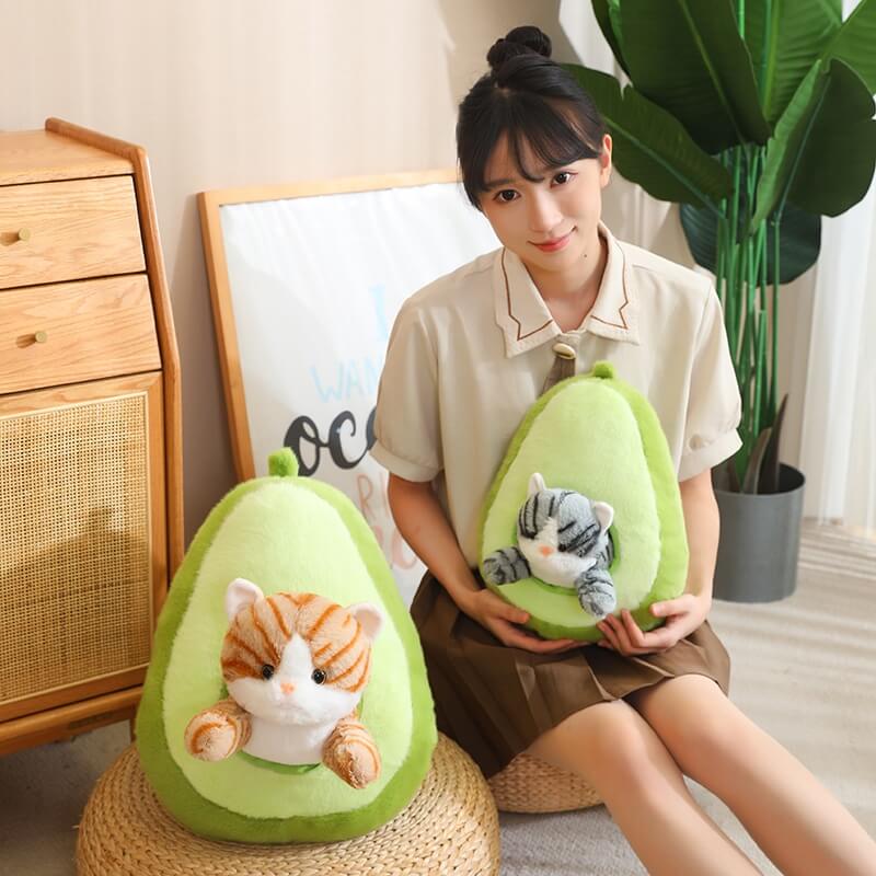 Kawaii Cat in Fruit Plush Toy-Quirky Fruit & Pet Fusion for Decor toy triver