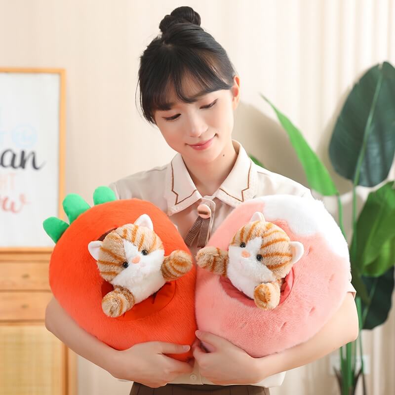 Kawaii Cat in Fruit Plush Toy-Quirky Fruit & Pet Fusion for Decor toy triver