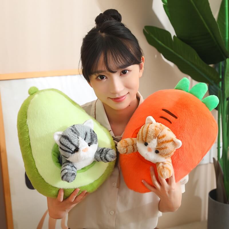 Kawaii Cat in Fruit Plush Toy-Quirky Fruit & Pet Fusion for Decor toy triver