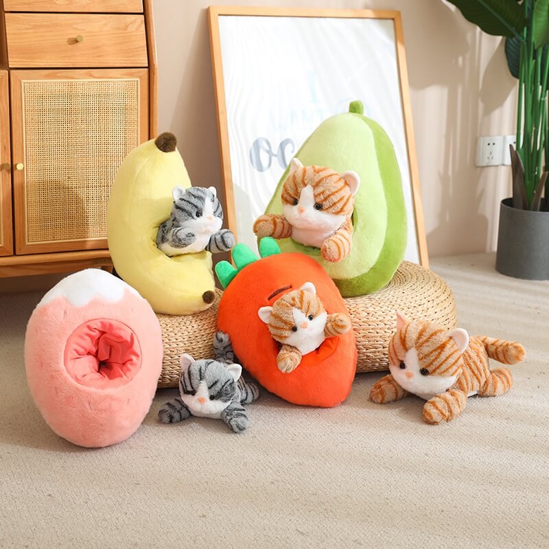 Kawaii Cat in Fruit Plush Toy-Quirky Fruit & Pet Fusion for Decor toy triver