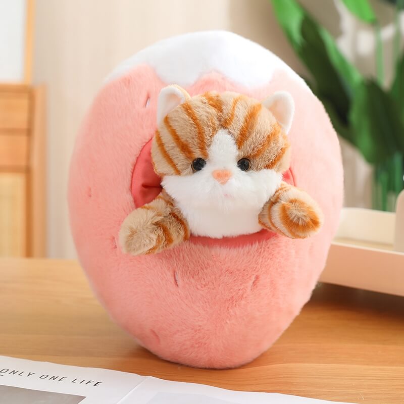 Kawaii Cat in Fruit Plush Toy-Quirky Fruit & Pet Fusion for Decor toy triver