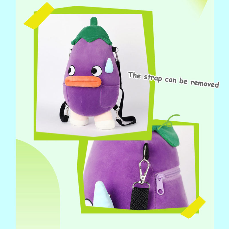 Kawaii Eggplant Shoulder Backpack School Bag Plush Toy toy triver