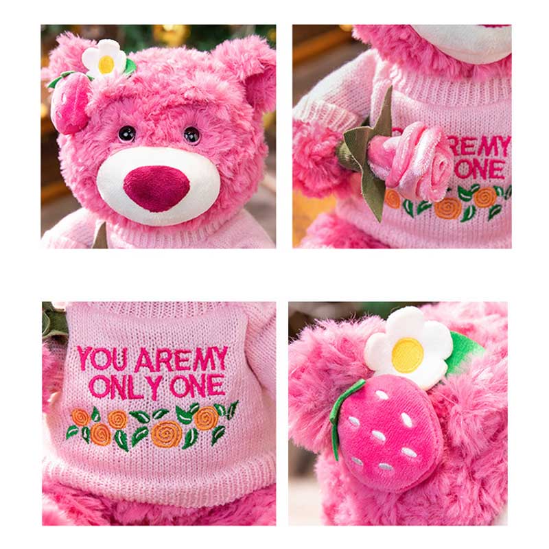Kawaii Electric Music Strawberry Teddy Bear Plush Toy Stuffed Animal toy triver