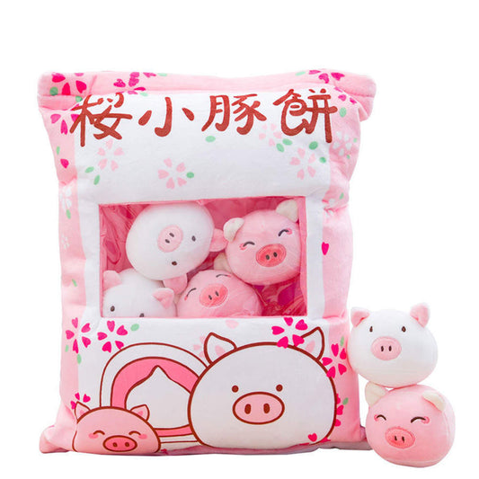 A Bag of Kawaii Pig Plush Toys Stuffed Animals Doll Throw Pillow toy triver