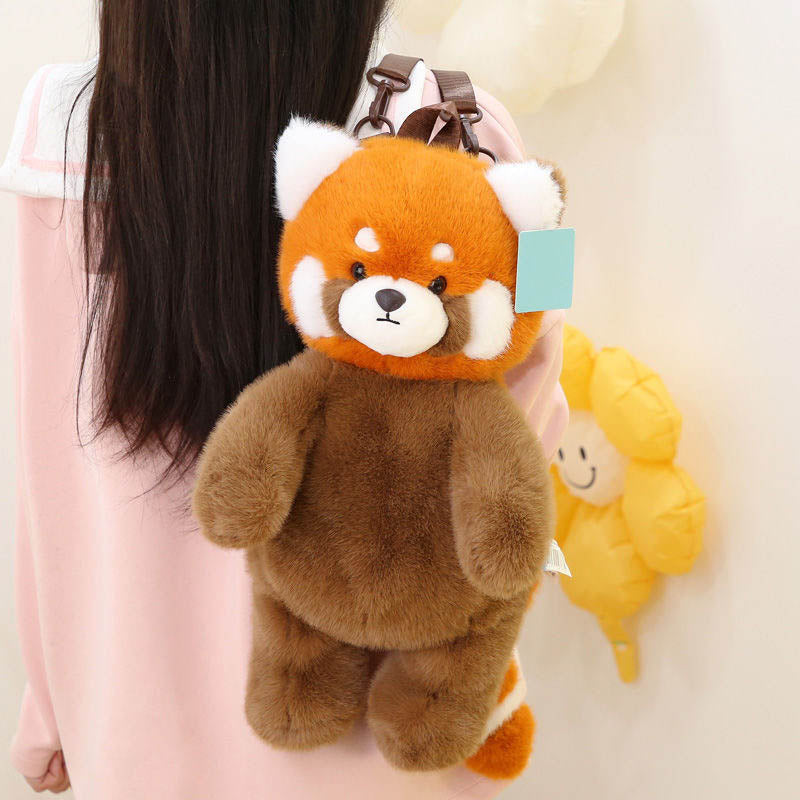 Kawaii Red Panda Backpack Plush Bag toy triver