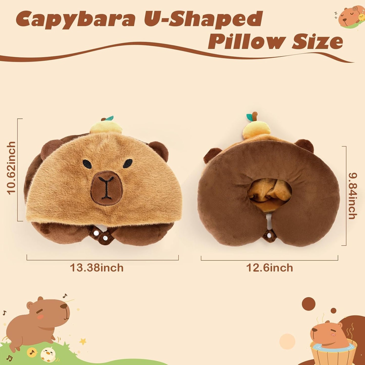 Kawaii U-Shaped Capybara Travel Neck Pillow Plush Toy Triver