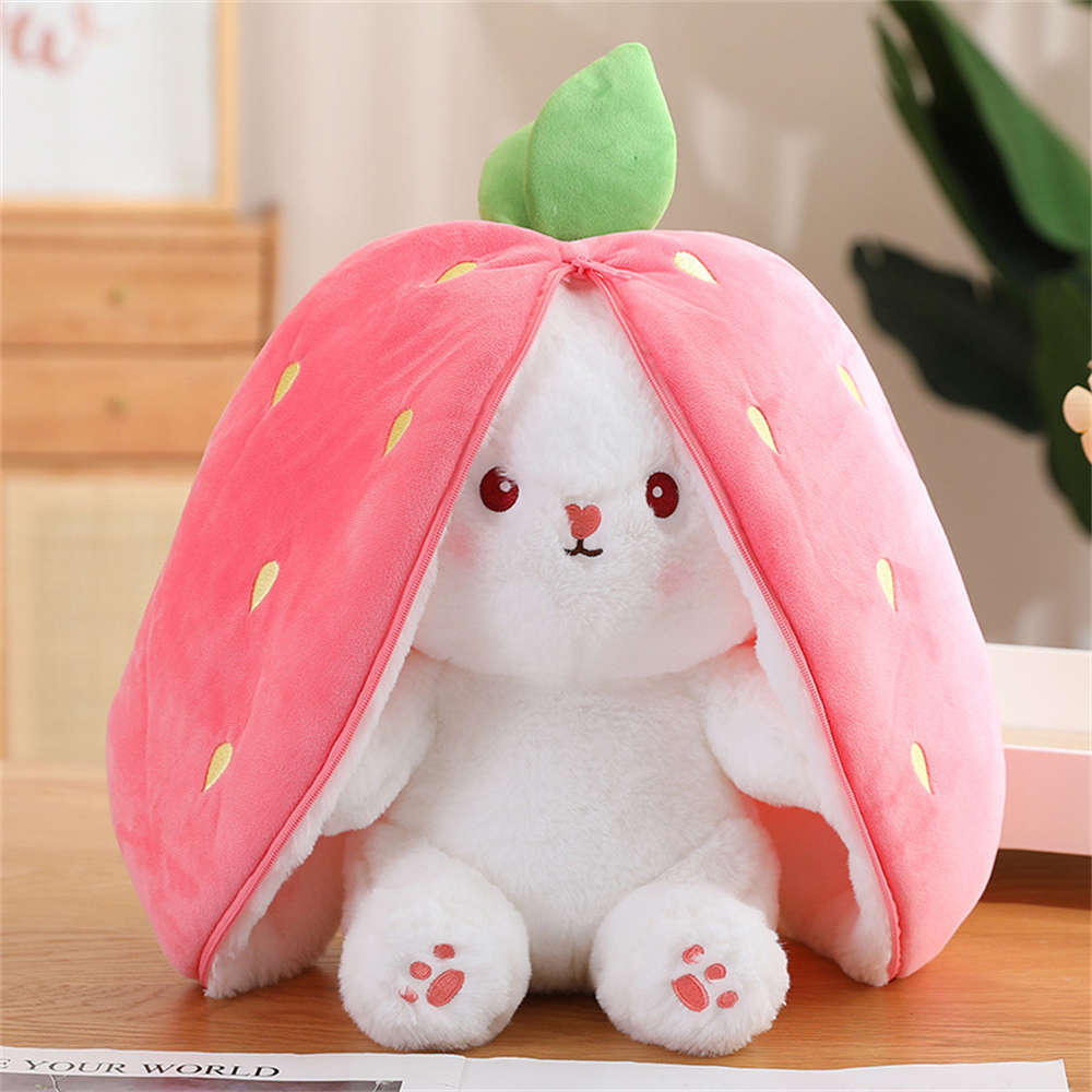 Reversible Strawberry Carrot Bunny Plush Toys Rabbit Easter Gifts toy triver