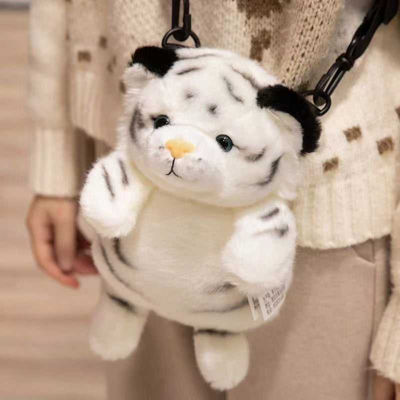 Realistic Tiger Crossbody Shoulder Plush Bag toy triver