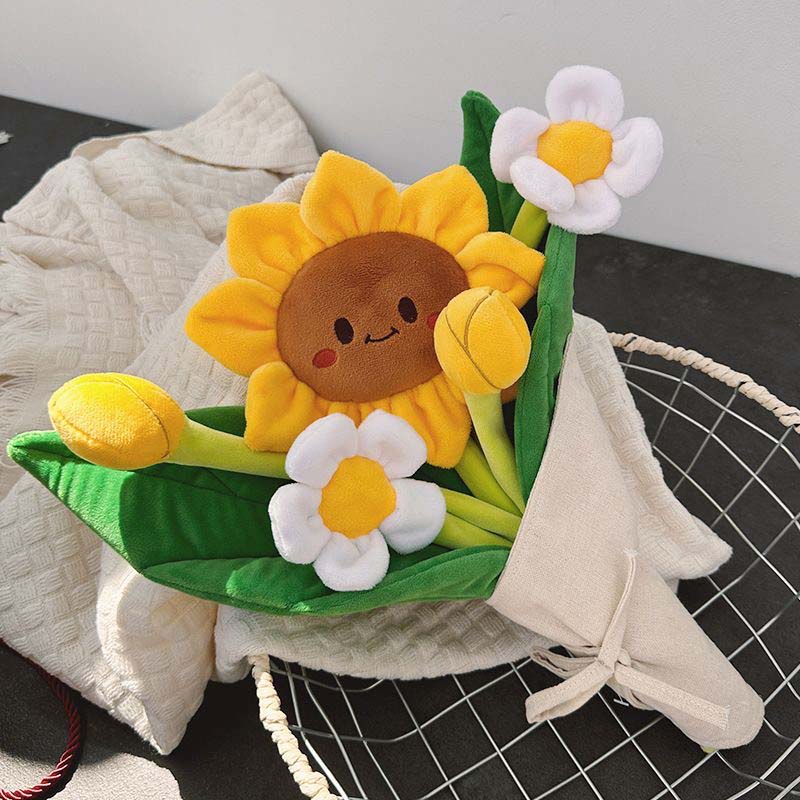 Smiling Sunflower Plush Bouquet toy triver