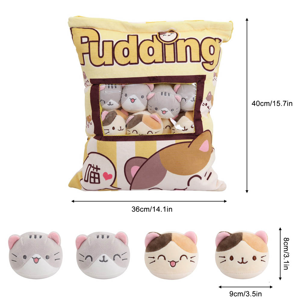 A Bag of Kawaii Pudding Cat Throw Pillow Plush Toy toy triver