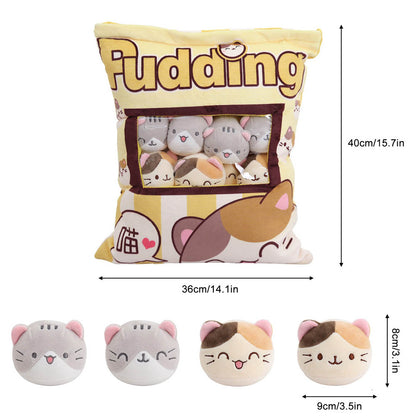 A Bag of Kawaii Pudding Cat Throw Pillow Plush Toy toy triver