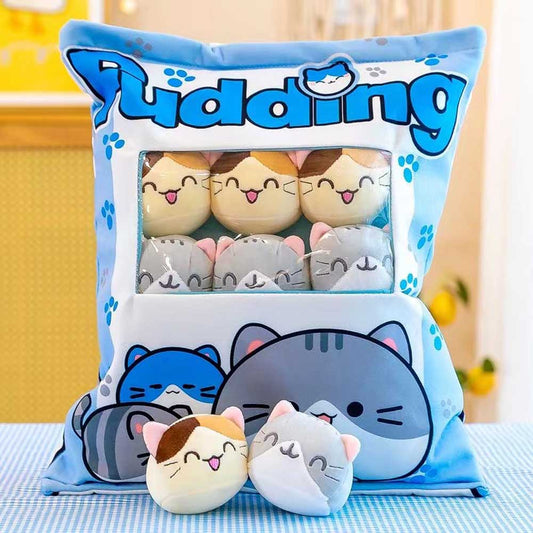A Bag of Kawaii Pudding Cat Throw Pillow Plush Toy toy triver