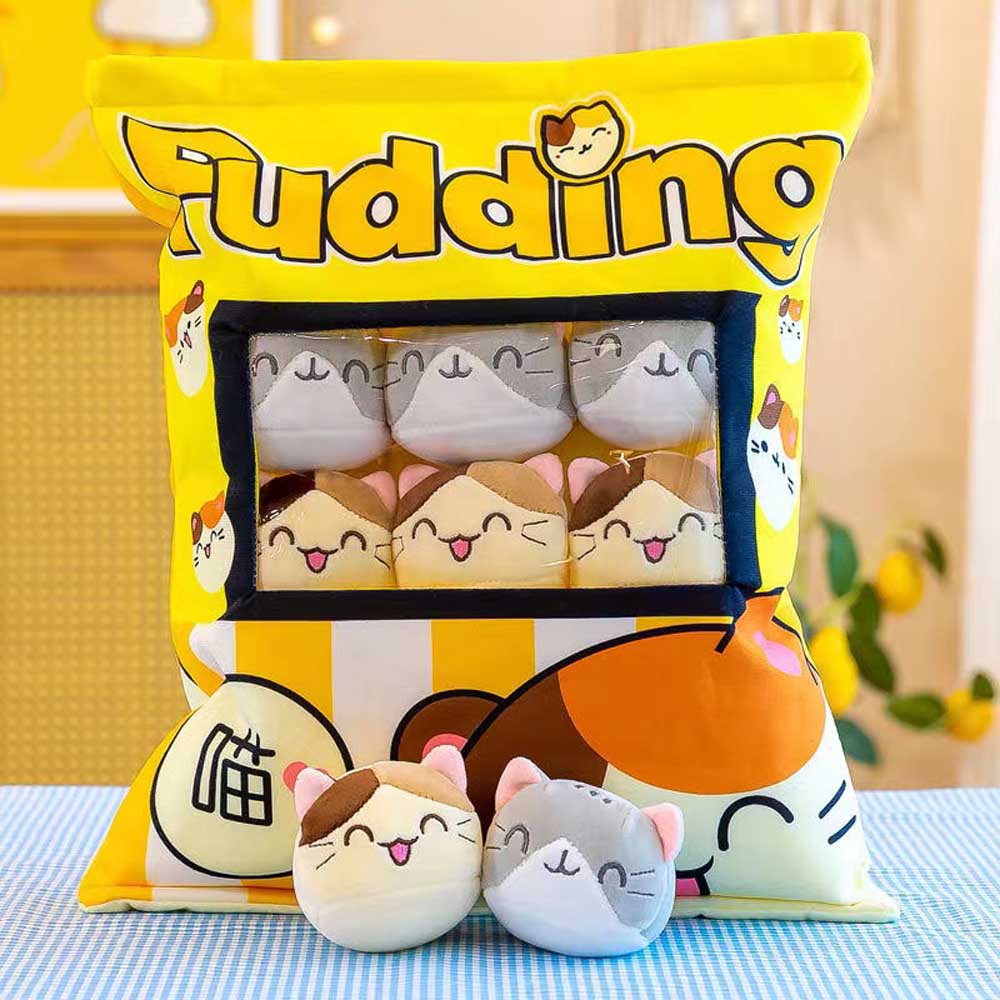 A Bag of Kawaii Pudding Cat Throw Pillow Plush Toy toy triver