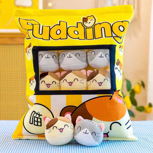 A Bag of Kawaii Pudding Cat Throw Pillow Plush Toy toy triver