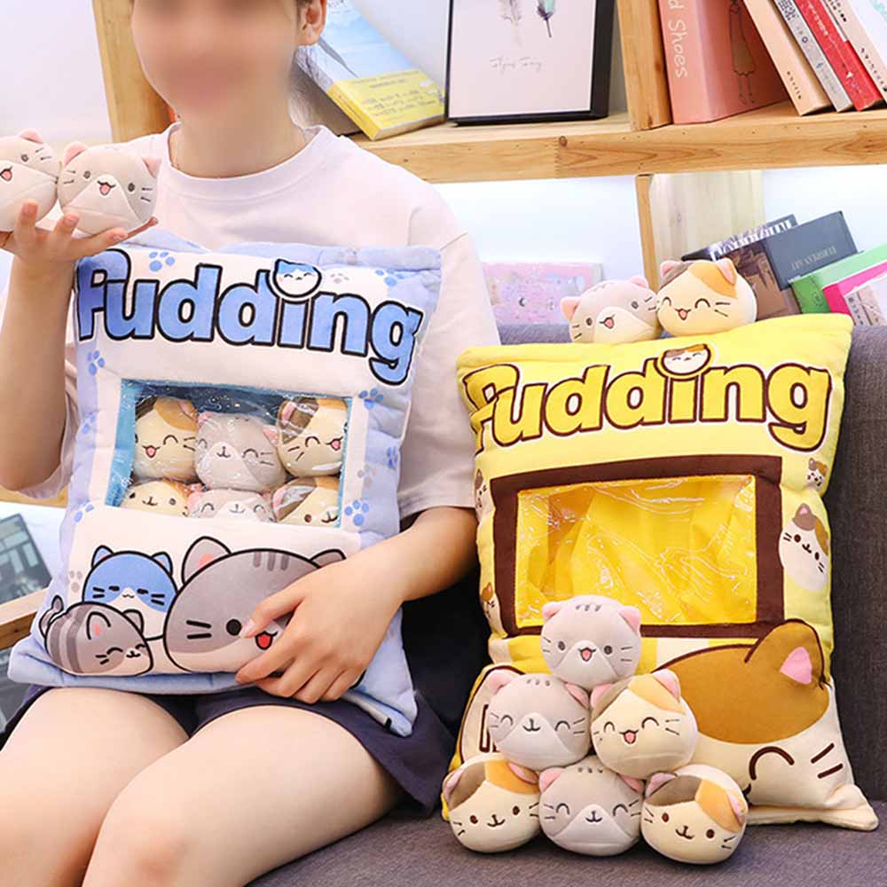 A Bag of Kawaii Pudding Cat Throw Pillow Plush Toy toy triver