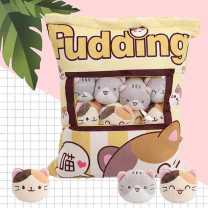 A Bag of Kawaii Pudding Cat Throw Pillow Plush Toy toy triver