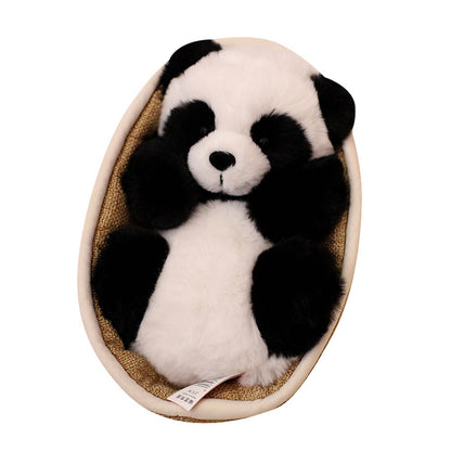 Kawaii Baby Panda In Basket Stuffed Animal Plush toy triver