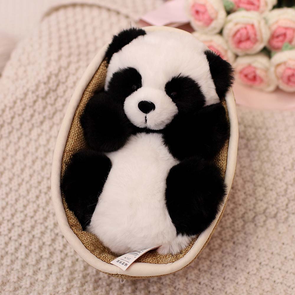 Kawaii Baby Panda In Basket Stuffed Animal Plush toy triver