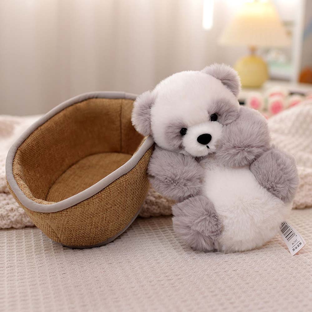 Kawaii Baby Panda In Basket Stuffed Animal Plush toy triver