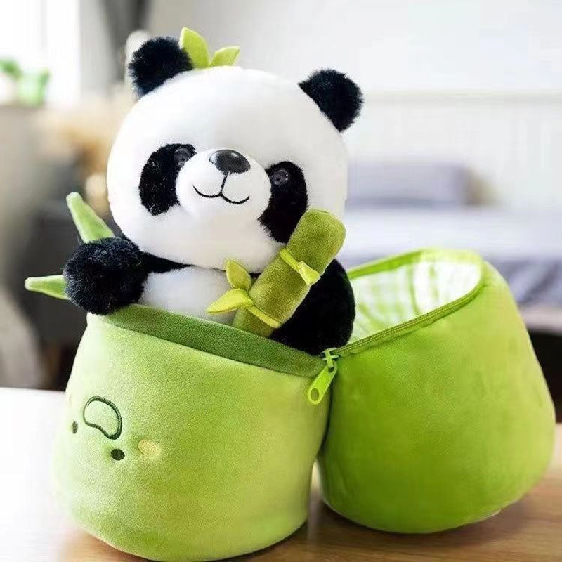 Kawaiii Panda In Bamboo Bag Plush Toy Toy Triver