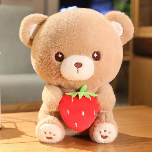 Kawaii Teddy Bear Holding Strawberry Plushie toy triver